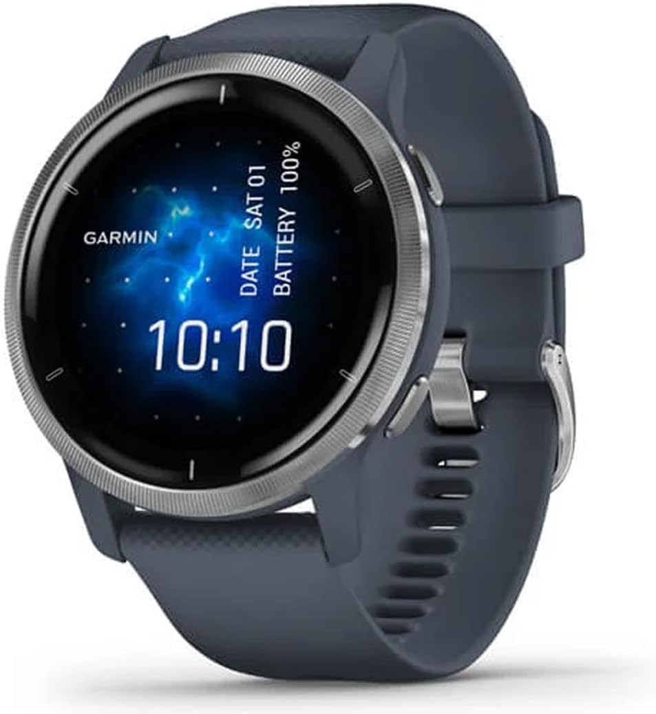 51UkjwfEuAL._AC_SL1061.jpg Garmin Venu 2, GPS Fitness Smartwatch, Slate Stainless Steel Bezel with Black Band AU ™ - Image 1