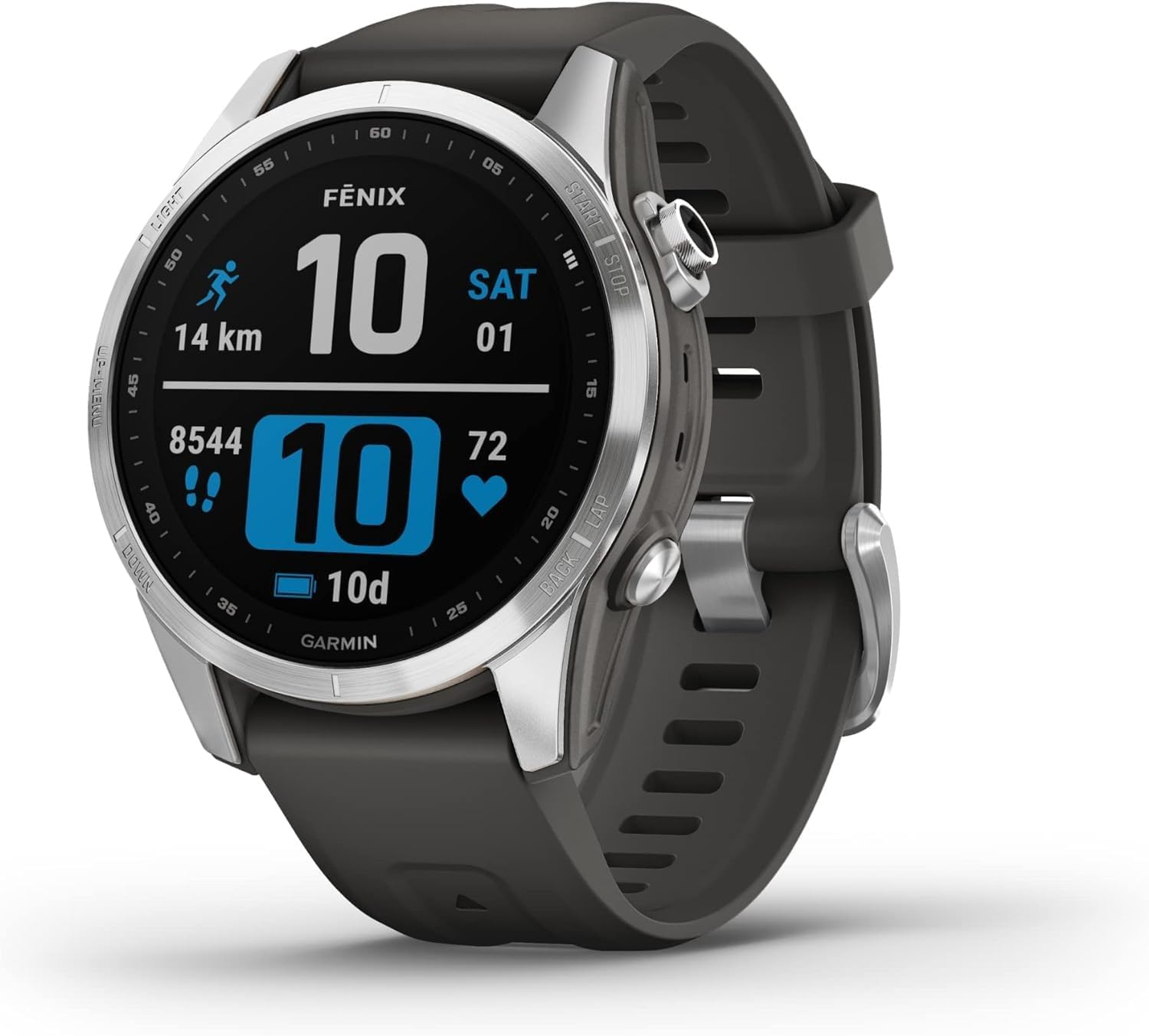 61nC0w2Mx0L._AC_SL1500.jpg Garmin Fenix 7S, Silver with Graphite Band, Multisport GPS Watch AU ™ - Image 1