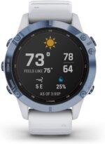 Garmin Fenix 6 Pro Solar, Premium Multisport GPS Smartwatch, Mineral Blue With Whitestone Band AU ™ - Image 3