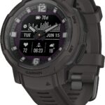 Garmin Instinct Crossover Solar, Rugged Hybrid Smartwatch with Solar Charging Capabilities, Analog Hands and Digital Display, Graphite, Adjustable AU ™